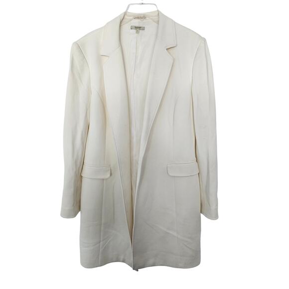 Santorelli Cream Off White Open Front Coat Jacket Blazer sz 10 Minimalist Preppy - Picture 1 of 11